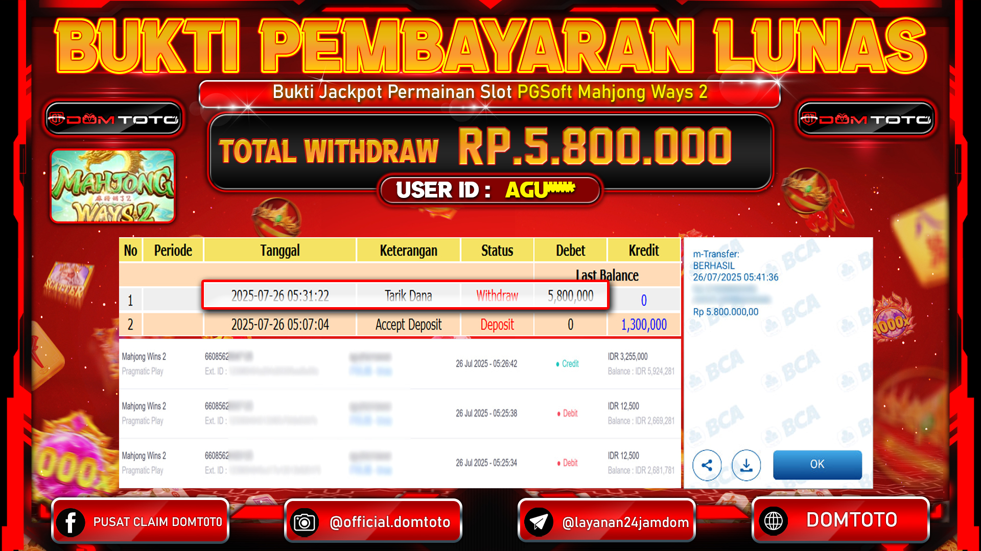 JACKPOT SLOT MAHJONG WAYS 2 26 JULI 2025